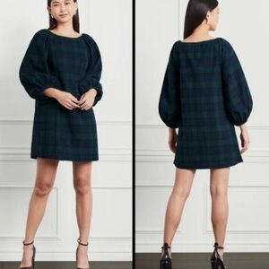 Hill House Home Araminta Blackwatch Tartan Plaid Mini Long Sleeve Dress XXS